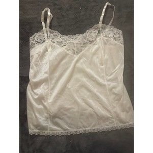 Silky Lace Trim Camisole – White